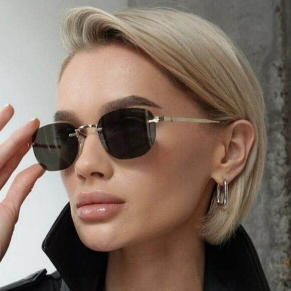 Montblanc Women Sunglasses Gold Grey Square Rimless MB0303S 001 NEW AUTHENTIC